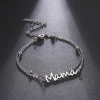 Factory direct sales of simple cut titanium steel Mama text pendants from Europe and America, Mother's Day stainless steel double-layer chain bracelets, versatile for women Specification image